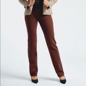Betabrand Brown Straight Leg Tall Long Yoga Trouser Dress Pants